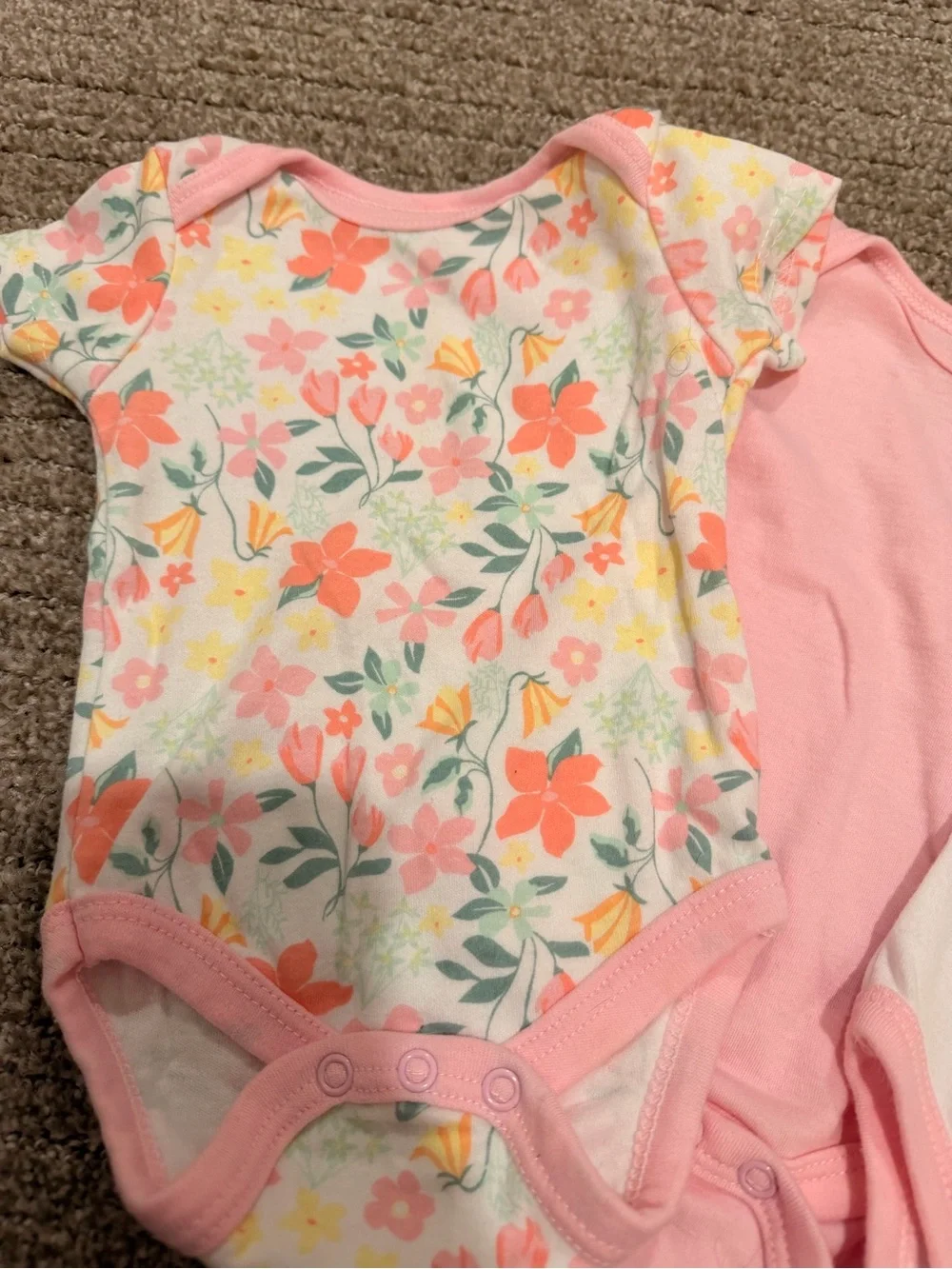 Baby Gear Pink Floral & Solid Pink Baby One-Piece Bodysuit 3-Pack